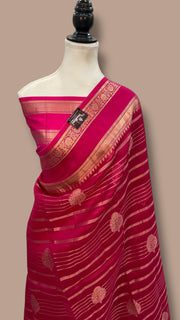 Pink Pure Kora Handloom Banarasi Saree - The Handlooms