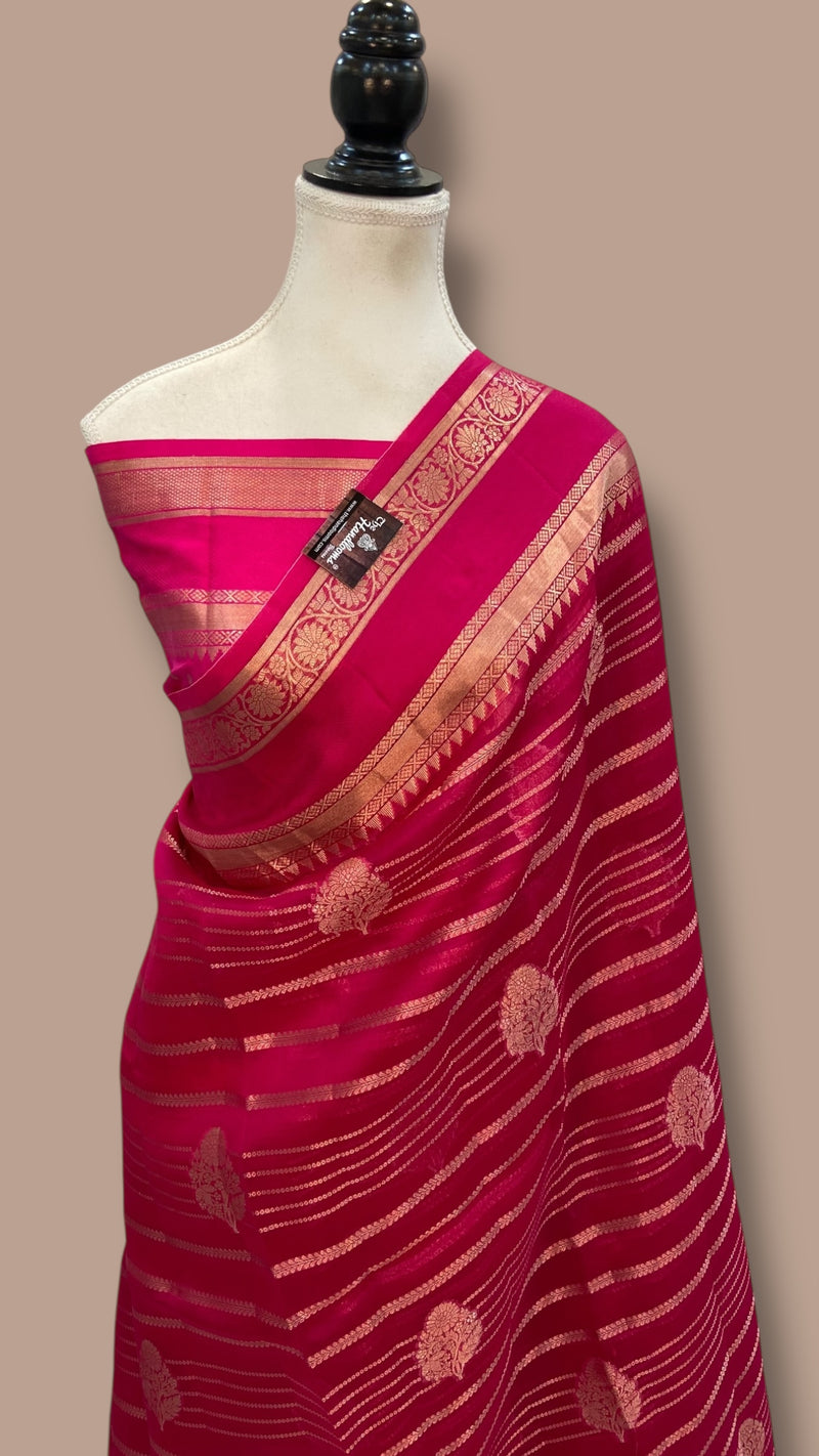 Pink Pure Kora Handloom Banarasi Saree - The Handlooms