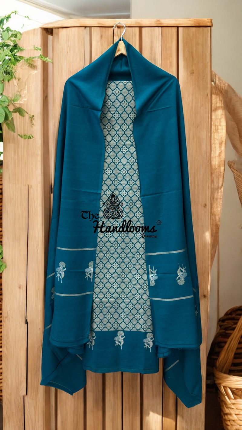 Pure Moonga Silk Banarasi Dress Material - The Handlooms