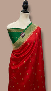 Pure Katan Silk Banarasi Handloom Saree - All over Kadua motifs - The Handlooms