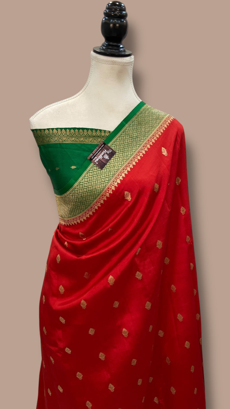 Pure Katan Silk Banarasi Handloom Saree - All over Kadua motifs - The Handlooms