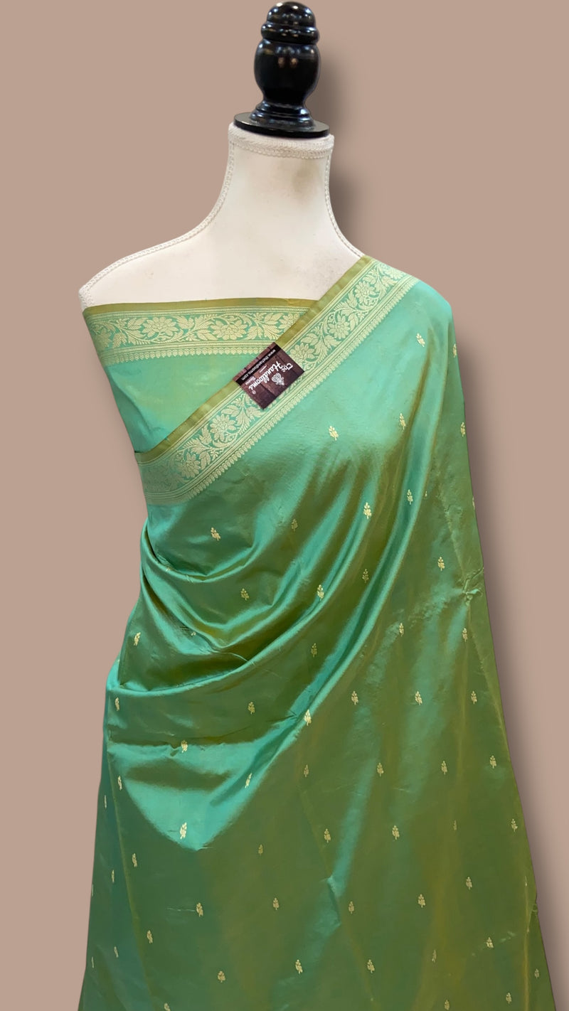 Pure Katan Silk Reshmi Zari Banarasi Handloom Saree - The Handlooms