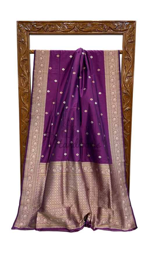 Pure Katan Silk Banarasi Handloom Saree - All Over Kadua Motifs - The Handlooms