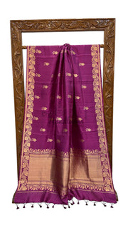 Pure Katan Silk Banarasi Handloom Saree - All over Kadua motifs - The Handlooms