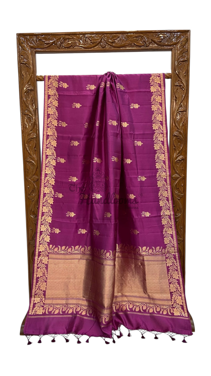 Pure Katan Silk Banarasi Handloom Saree - All over Kadua motifs - The Handlooms
