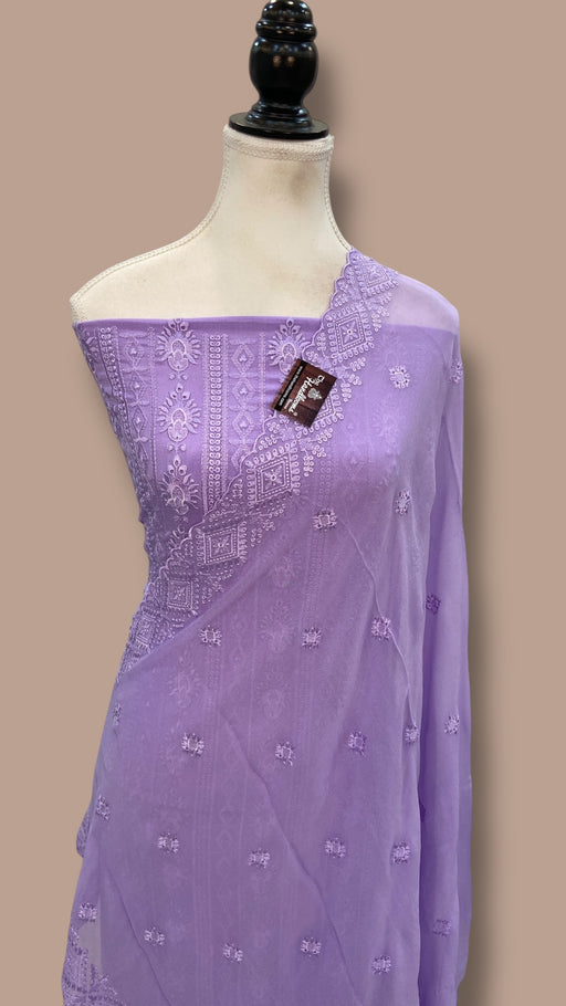 Pure Georgette Banarasi Chikankari Dress Material - The Handlooms