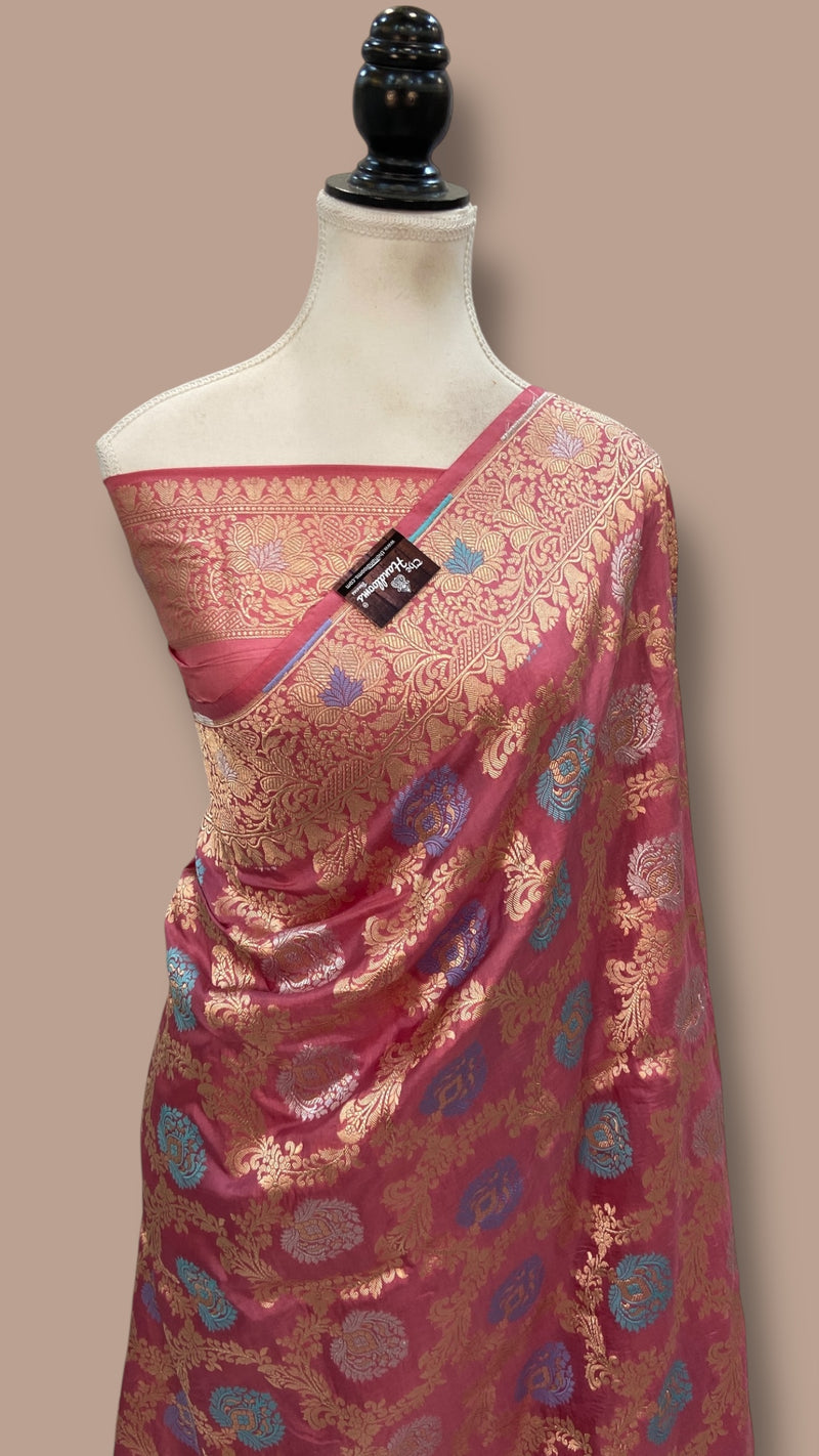 Pure Katan Silk Banarasi Handloom Saree - All Over Jaal Work - With Meenakari - The Handlooms