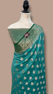 Pure Dupion Silk Banarasi Saree - Gold Zari - The Handlooms