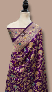 Pure Katan Silk Banarasi Handloom Saree - All over Jaal work With Meenakari - The Handlooms