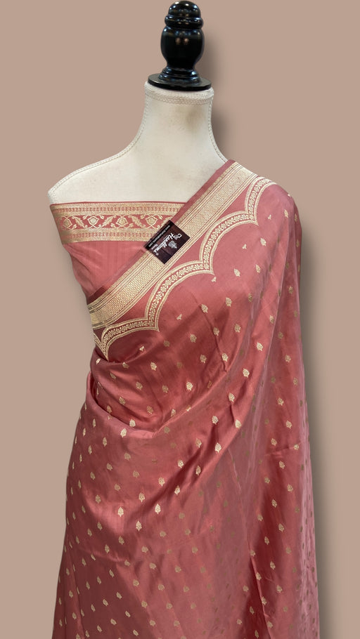 Pure Satan Silk Banarasi Handloom Saree - All over Motifs Work - The Handlooms