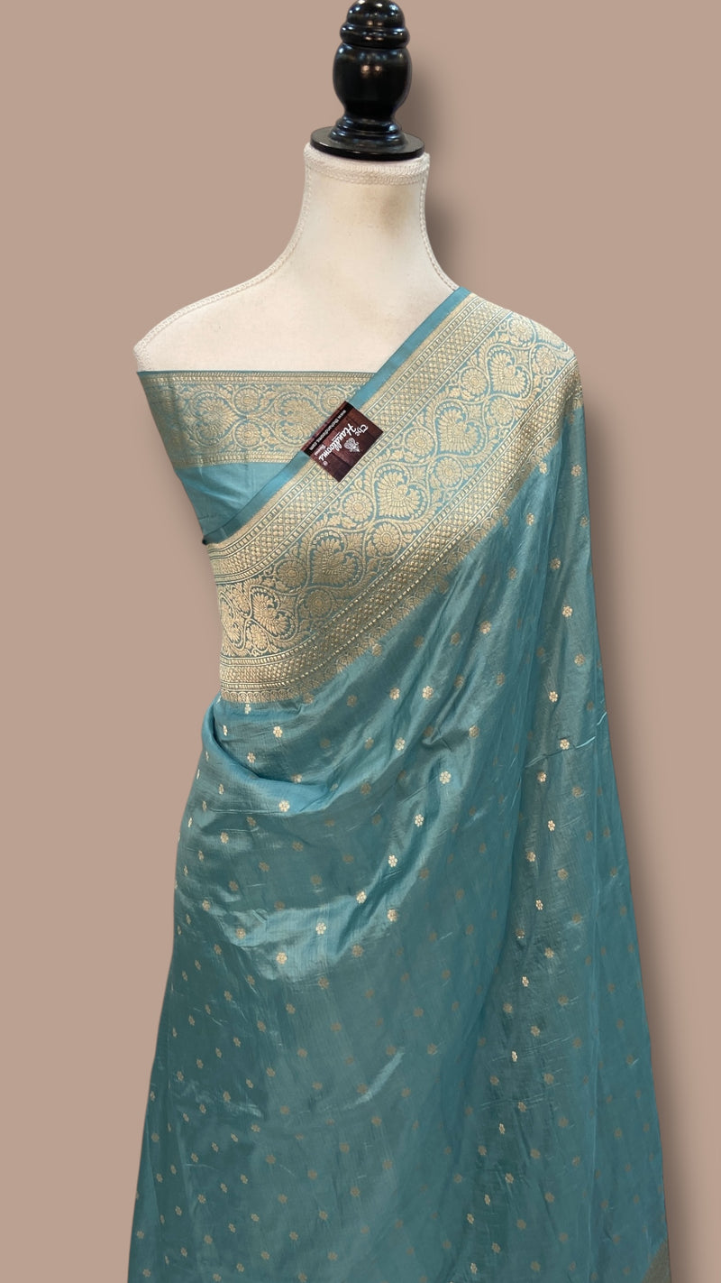 Pure Katan Silk Banarasi Handloom Saree - All Over Motifs - The Handlooms