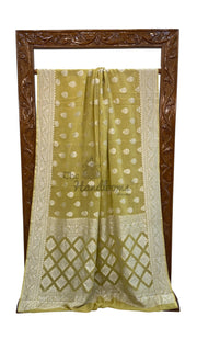 Pure Khaddi Georgette Banarasi Saree Silver Zari - The Handlooms