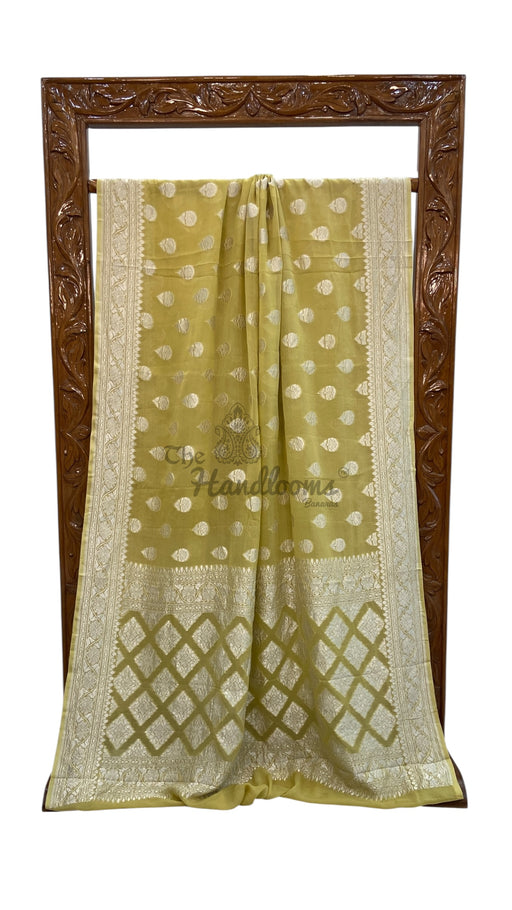 Pure Khaddi Georgette Banarasi Saree Silver Zari - The Handlooms