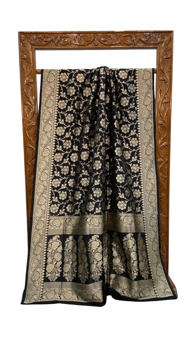 Pure Katan Silk Banarasi Handloom Saree - All Over Jaal Work - The Handlooms