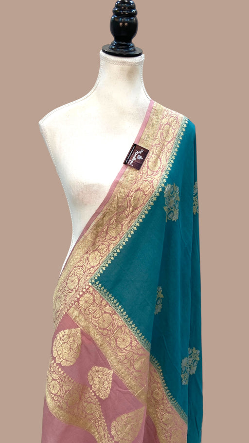 Pure Moonga Georgette Handloom Banarasi Dupatta - The Handlooms