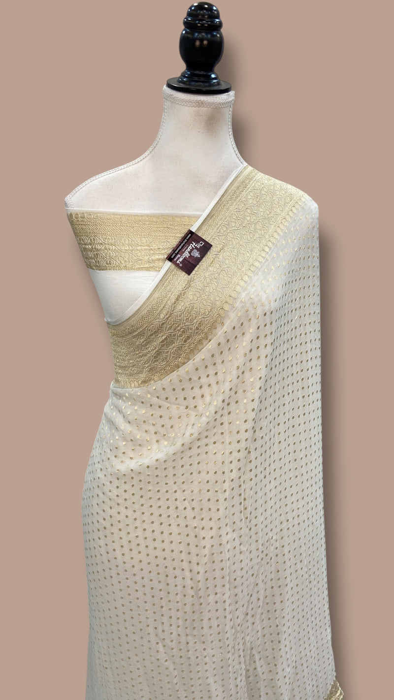 Khaddi Georgette Handloom Banarasi Saree - The Handlooms