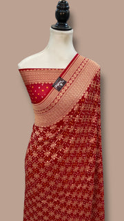 Pure Georgette Banarasi Bandhej Handloom Saree - The Handlooms