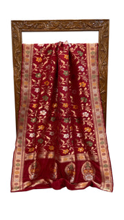 Pure Katan Silk Banarasi Handloom Saree - All over Jaal Work With Meenakari - The Handlooms