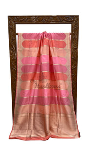Pure Katan Silk Banarasi Handloom Saree - All over Kadua stripe - The Handlooms