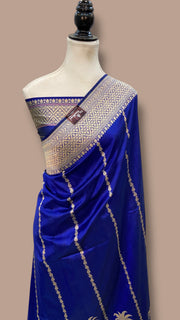 Pure Katan Silk Banarasi Handloom Saree - All over soona roopa  Kadua stripe - The Handlooms