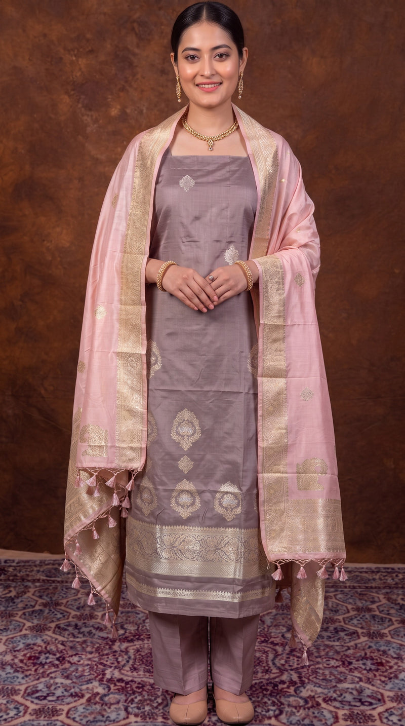 Pure Katan Silk Handlooms Banarasi Dress material