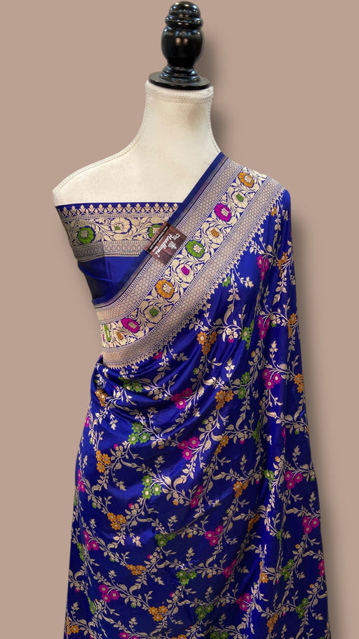 Pure Katan Silk Banarasi Handloom Saree - All over Jaal Work With Meenakari - The Handlooms