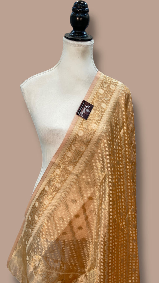 Pure Tissue Reshmi Zari Banarasi Brocade Handloom Dupatta - The Handlooms
