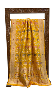 Pure Katan Silk Banarasi Handloom Saree - All Over Sona Roopa Jaal Work - The Handlooms