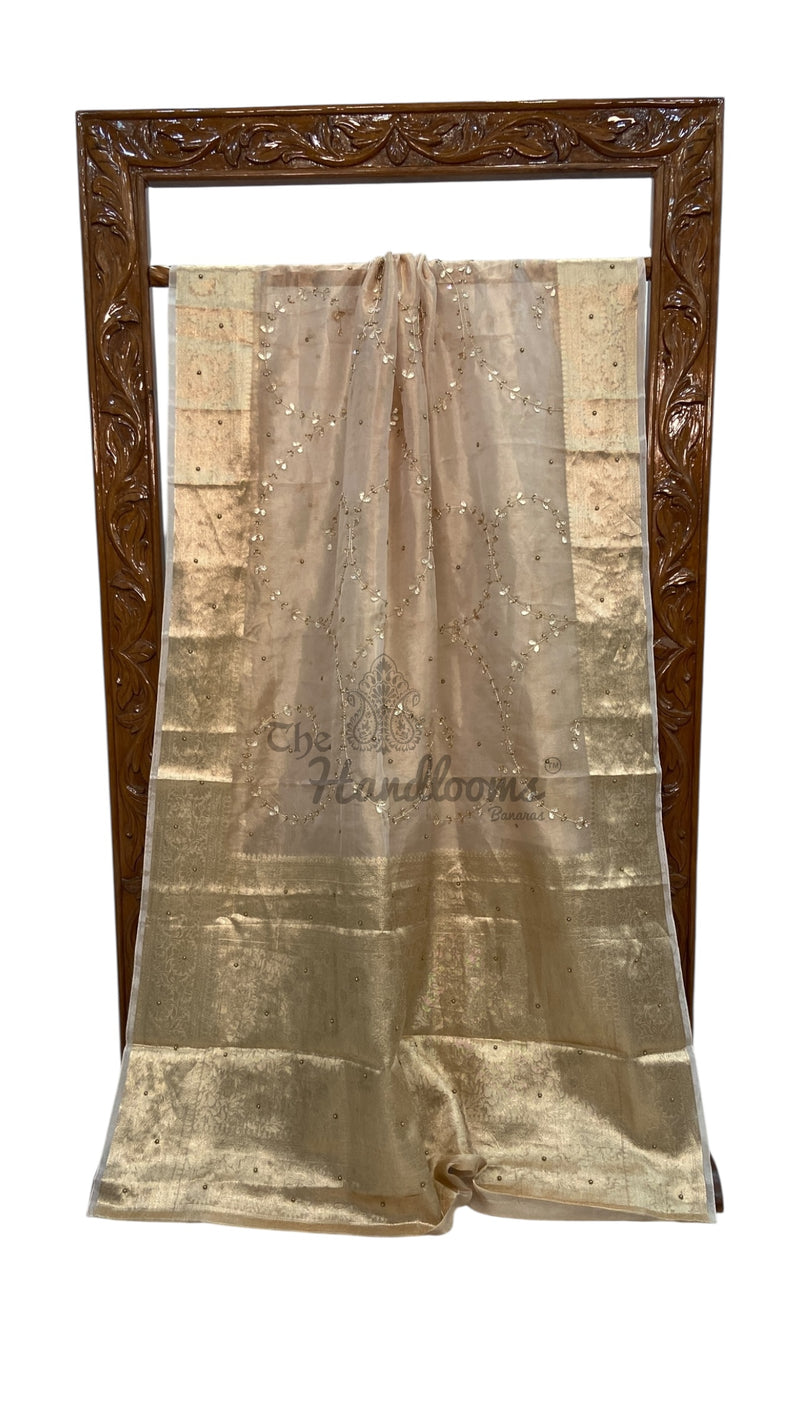 Pure Kora Tissue Handloom Banarasi Saree - Handwork - The Handlooms