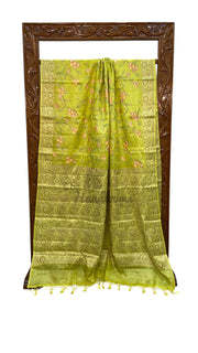 Tussar Silk Handloom Banarasi Saree With Chikankari - The Handlooms