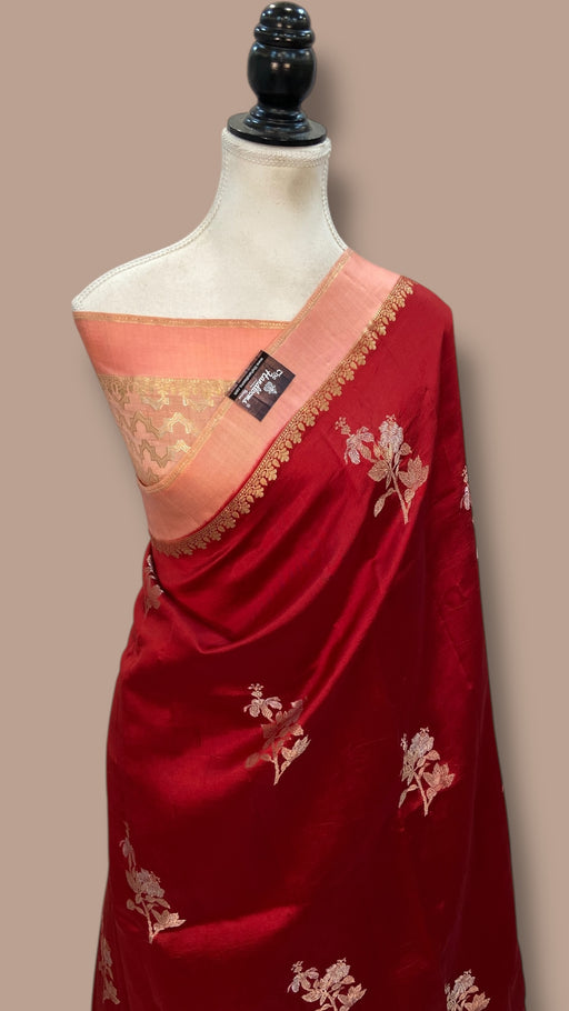 Pure Mango Silk Banarasi Handlokom Saree - The Handlooms