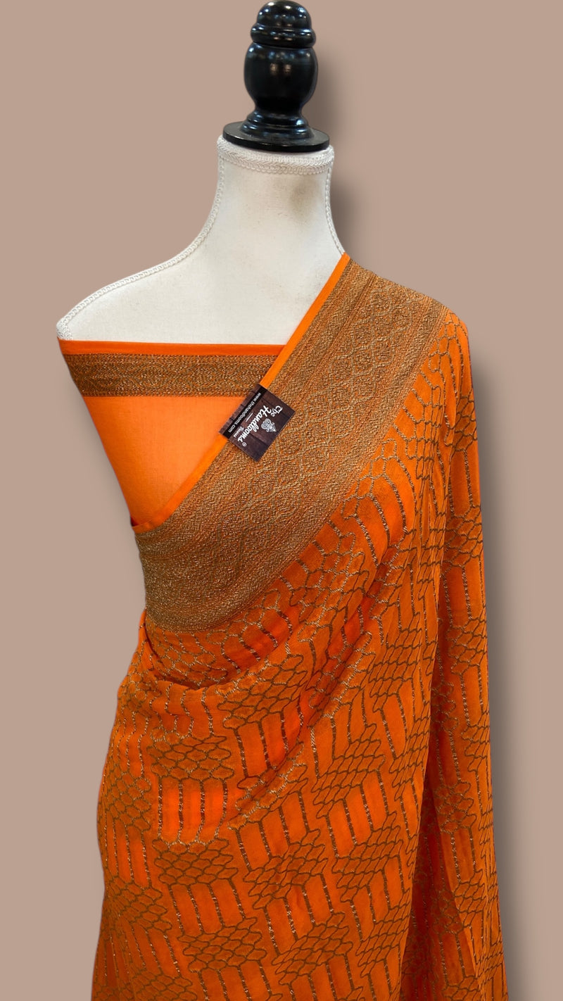 Pure Khaddi Georgette Handloom Banarasi Saree - The Handlooms