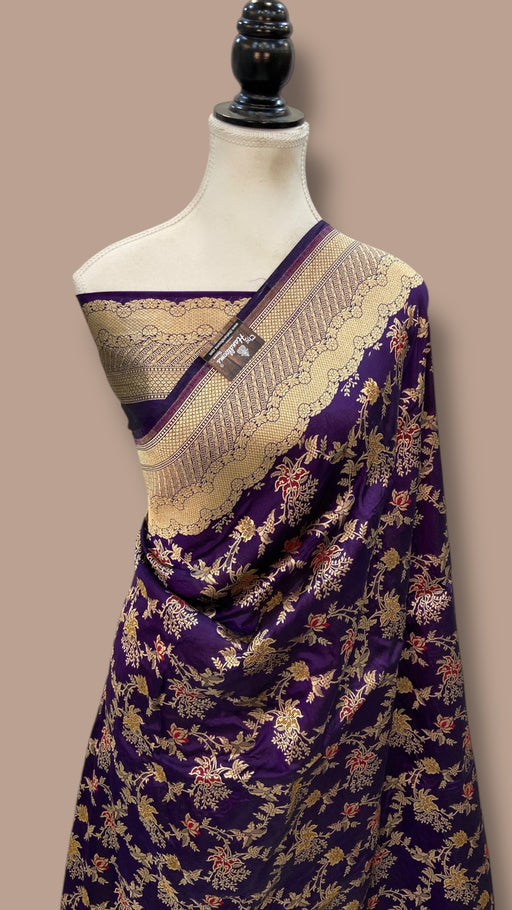 Pure Katan Silk Banarasi Handloom Saree - All over Jaal Work With Meenakari - The Handlooms