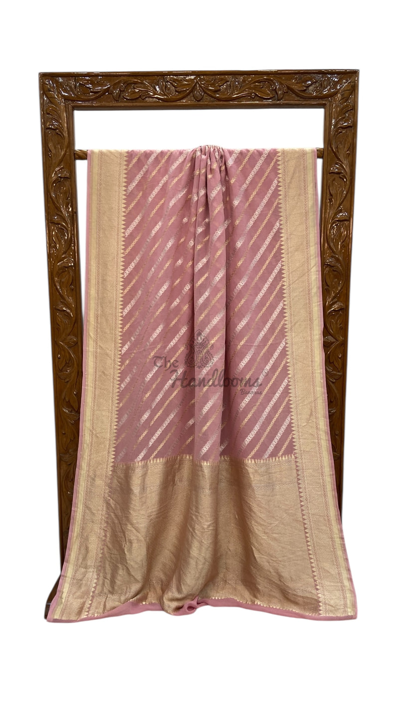 Khaddi Georgette Handloom Banarasi Saree - All Over Sona Roopa Jaal Work - The Handlooms