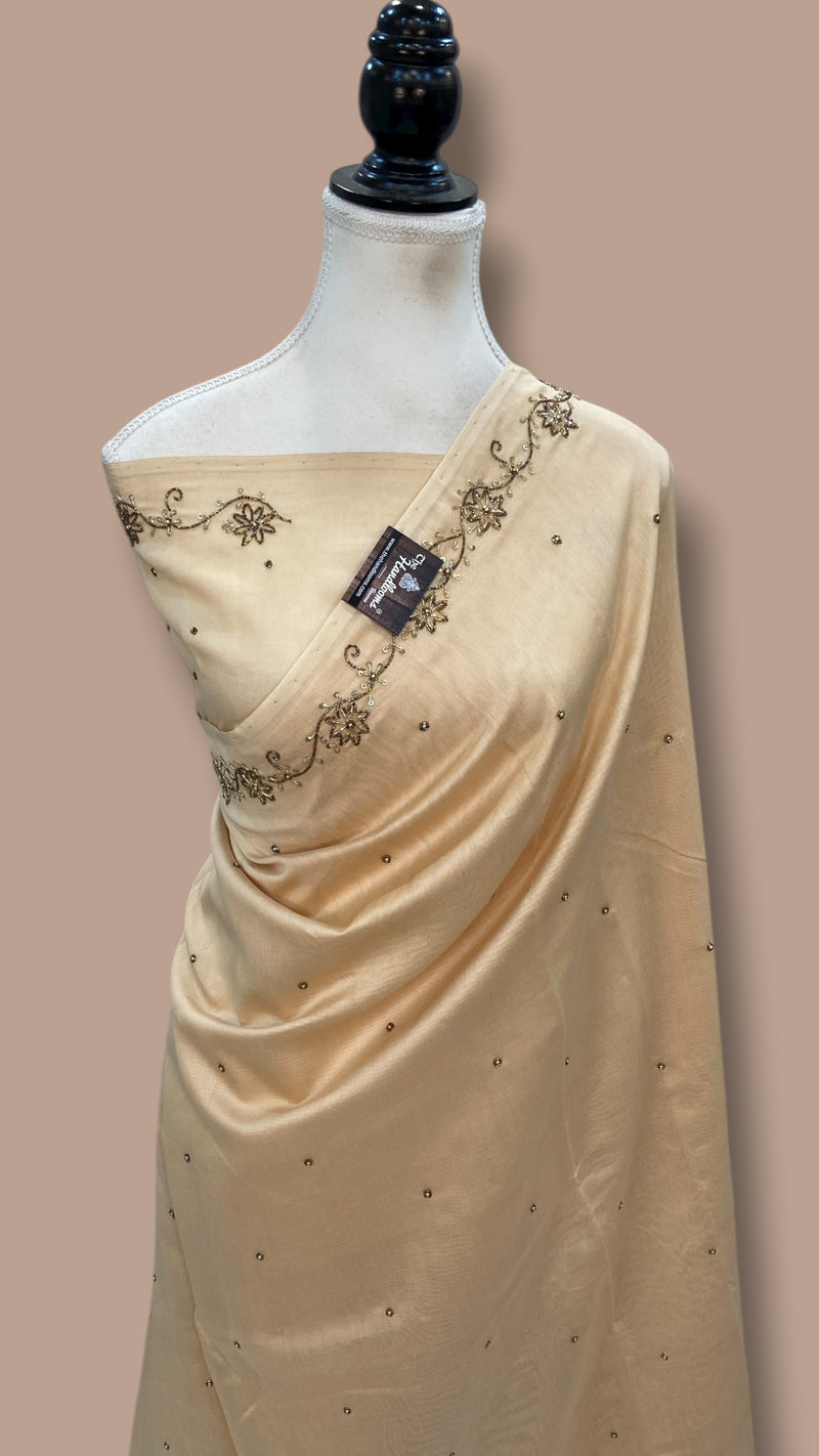 Pure Chanderi Cotton Handloom Banarasi Saree - Handwork