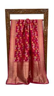 Rani Pure Katan Silk Banarasi Handloom Saree - All over Jaal Work With Meenakari - The Handlooms
