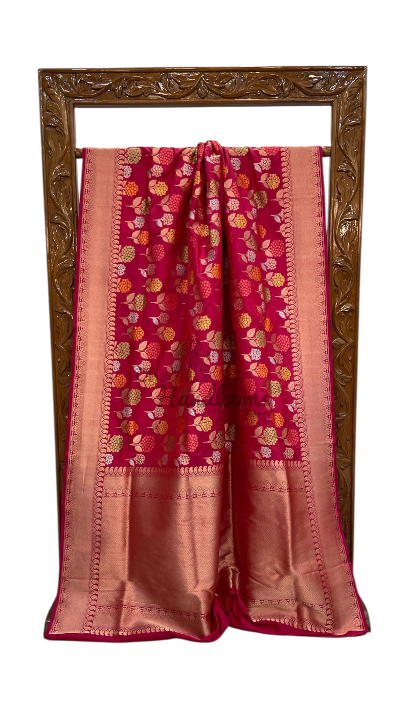 Rani Pure Katan Silk Banarasi Handloom Saree - All over Jaal Work With Meenakari - The Handlooms