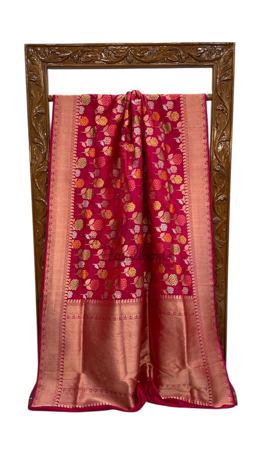 Rani Pure Katan Silk Banarasi Handloom Saree - All over Jaal Work With Meenakari - The Handlooms