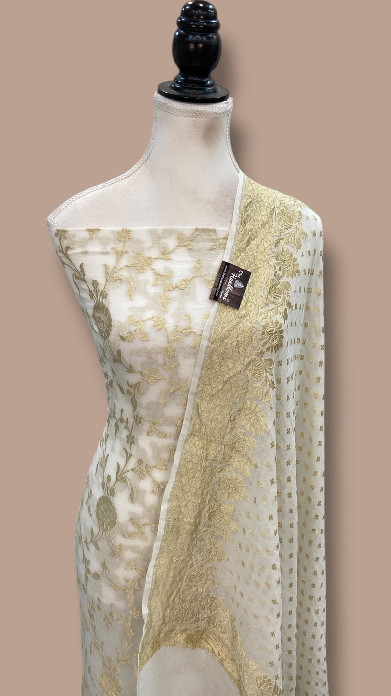 Khaddi Georgette Banarasi Dress material Water Zari - The Handlooms