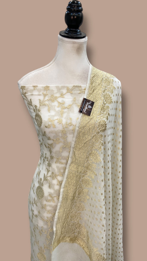 Khaddi Georgette Banarasi Dress material Water Zari - The Handlooms