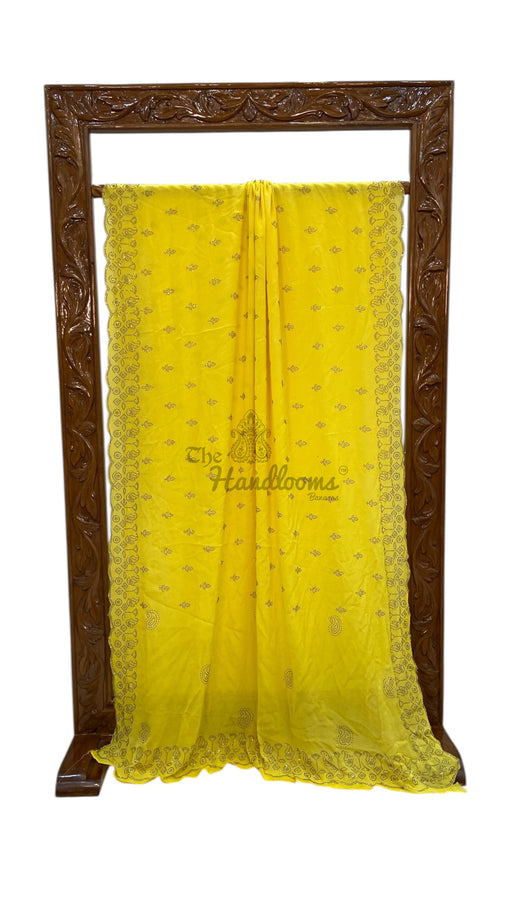 Pure Georgette Handloom Banarasi Saree with Siroski Stone Work - The Handlooms