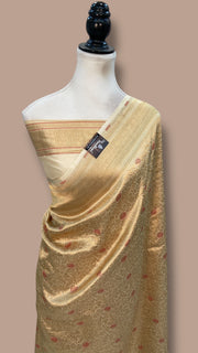 Regal Pure Katan Silk Banarasi Saree – Handwoven Tanchui Brocade with Meenakari Work - The Handlooms
