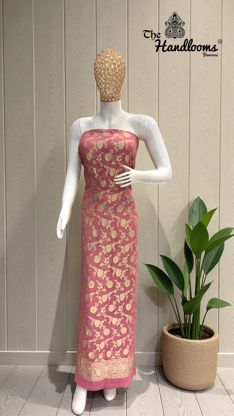 Khaddi Georgette Banarasi Dress material Water Zari - The Handlooms