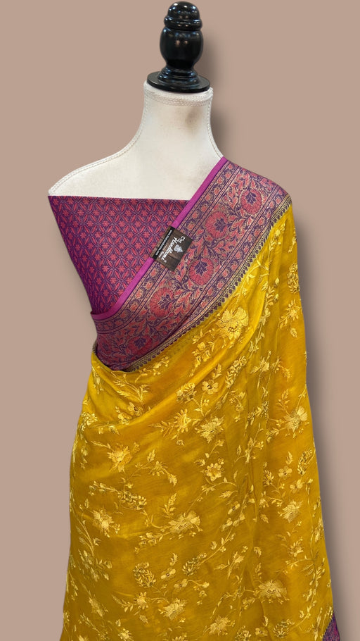 Tussar Silk Handloom Banarasi Saree With Chikankari - The Handlooms