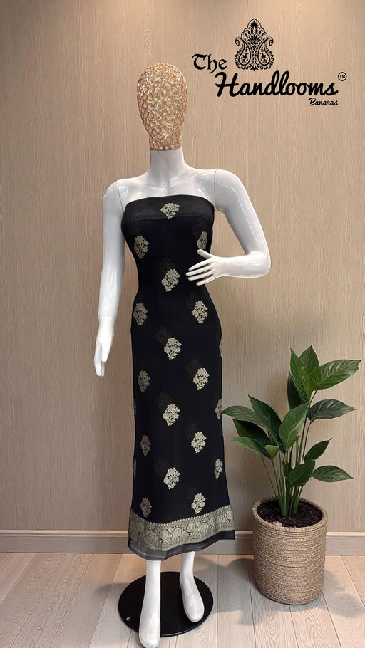 Khaddi Georgette Banarasi Dress material Water Zari - The Handlooms