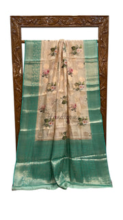 Pure Chiniya Silk Handloom Banarasi Saree Digital Print - The Handlooms