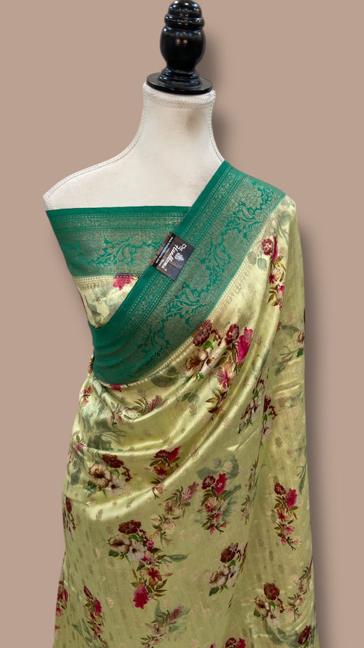 Pure Chiniya Silk Handloom Banarasi Saree Digital Print - The Handlooms