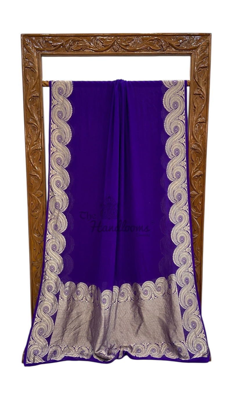 Khaddi Georgette Handloom Banarasi Saree - The Handlooms