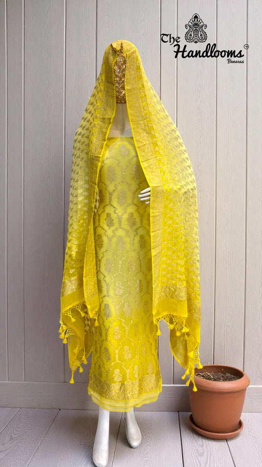 Khaddi Georgette Banarasi Dress material Water Zari - The Handlooms