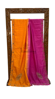 Pure Moonga Silk Handloom Banarasi Saree With Handwork - The Handlooms